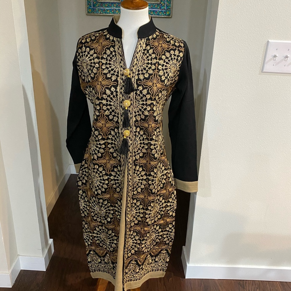 Black and Tan embroidered woolen suit